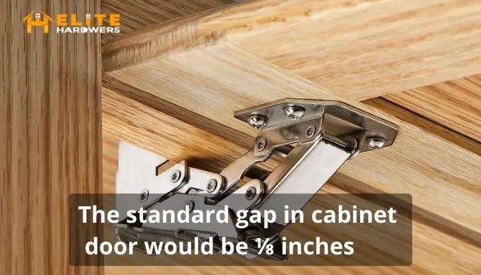 The standard gap in cabinet door would be 1by 8 inches
