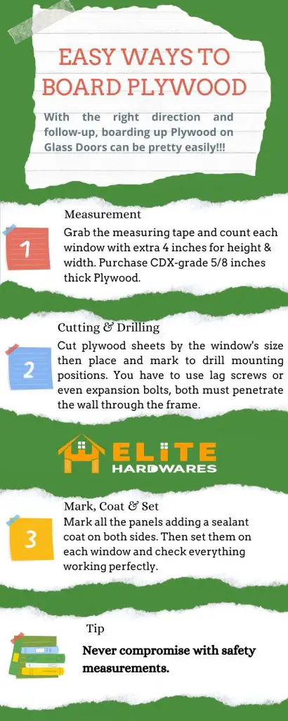 Step-By-Step process to board up plywood on sliding glass doors